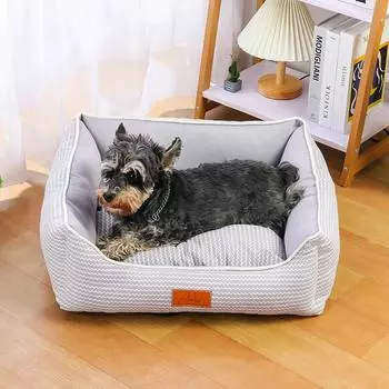 Европейский стиль съемная и моющаяся квадратная собачья будка, мягкая, толстая, глубокий сон, универсальная кровать для кошек и собак на все времена года M 50*45cm