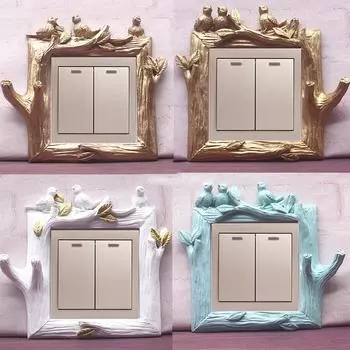 Европейский стиль смоляной защитный чехол птица переключатель наклейки простая розетка креативная личность украшение дома ключ кулон inside 8.6X8.6cm