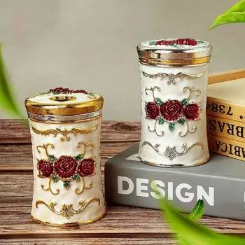 Европейский стиль Винтаж Роскошный Пластиковый Зубочистка Коробка Вращающийся Дизайн Ведро Для Зубочисток Держатель Для Зубочисток Домашний Декор Стола Ремесла