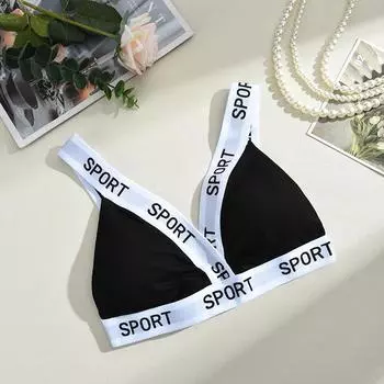 Европейский стиль весна-лето нижнее белье с нитками и буквами обтягивающая грудь треугольные чашки топ-труба спортивный бюстгальтер M
