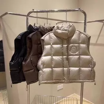 Европейский тренд, женский жилет-пуховик 2024 года, зима, новая мода, свободный воротник-стойка, тонкий теплый внешний жилет S