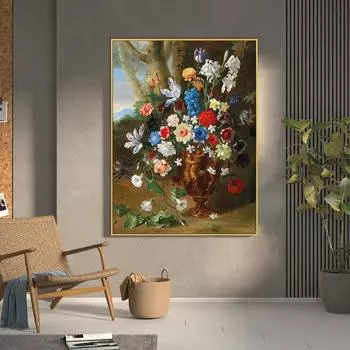 Европейский винтажный холст, картина, настенное искусство, домашний декор, натюрморт с цветами в вазе, плакат на скандинавскую тему и принты, картинки Cuadros 21*30cm