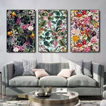 Европейский винтажный красочный цветок холст картина настенное украшение скандинавские художественные плакаты и эстампы картины Cuadros современный 21cm30cm NoFrame