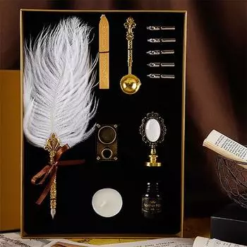 Европейский винтажный стиль перьевая ручка Meteal Nib Veer Dip Pens Schrijven Inkt Set Ретро Креативный Vulpen Zakelijke Офисные канцелярские принадлежности белый