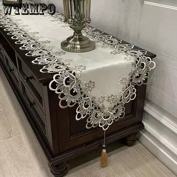 Европейский вышитый журнальный столик, флаг, дорожка для стола, домашняя ткань, ТВ-шкаф, скатерть, пылезащитный чехол, кружевная скатерть, дорожка для кровати 40x100cm