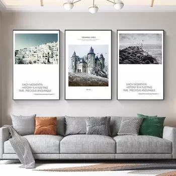 Европейский замок, пейзаж, настенная живопись, холст, картины, пейзажи с природой, постер, домашний декор, фотографии для гостиной, домашнего офиса 21cm30cm NoFrame