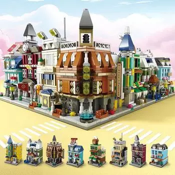 Европейский замок строительные блоки для детей модель дома кирпичи головоломка собранный замок игрушка вид с улицы магазин