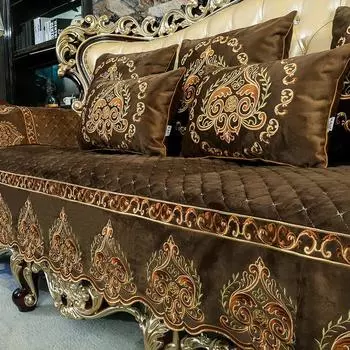Европейский жаккардовый чехол для дивана, роскошная матовая ткань, зимний теплый чехол для украшения гостиной, противоскользящий чехол для дивана, домашний декор 50x60