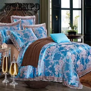 Европейский жаккардовый хлопок, хлопковое одеяло из четырех частей, одноместное двуспальное постельное белье, 4 комплекта Queen