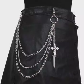Европейско-американская геометрическая многослойная подвеска в виде меча на цепочку для брюк