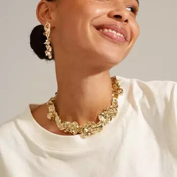 Европейско-американский нестандартный воротник металлическое колье-чокер 01 Earrings 3046 золотой