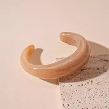 Европейско-американский стиль Акриловый открытый браслет Изогнутое ретро кольцо для руки Необычный широкий браслет Женский кофейный