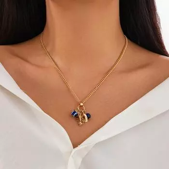 «Европейско-американское ожерелье с подвеской в виде руки Будды, глаза, раковины и акриловых бусин» 6689 золотой