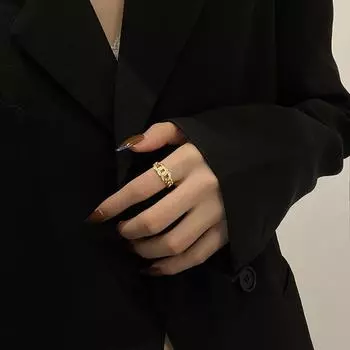 Европейско-американское ретро-кольцо с бриллиантовой цепочкой в форме сердца — модный и элегантный дизайн для женщин One Size золотой