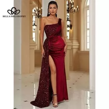 Европейско-американское женское легкое роскошное элитное платье с рыбьим хвостом и блестками, элитное элегантное банкетное платье с одним открытым плечом, вечернее платье S зелёный