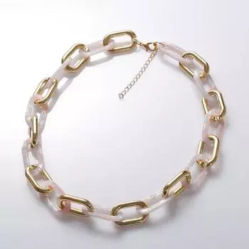 Европейское и американское акриловое металлическое акрил пряжка сращивание леопардовый принт пластина короткое ожерелье розовый