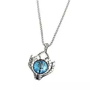 Европейское и американское индивидуальное ожерелье из нержавеющей стали, мужское ретро-глаза демона, титановая стальная цепочка в стиле хип-хоп, женская синий