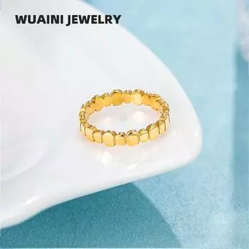 Европейское и американское лоскутное кольцо для женщин: Высококачественная не выцветающая титановая сталь с гальваническим покрытием из 18-каратного золота. Size 9