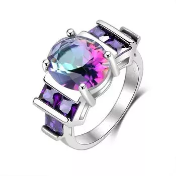 Европейское и американское модное кольцо, роскошное роскошное красочное квадратное кольцо с цирконом