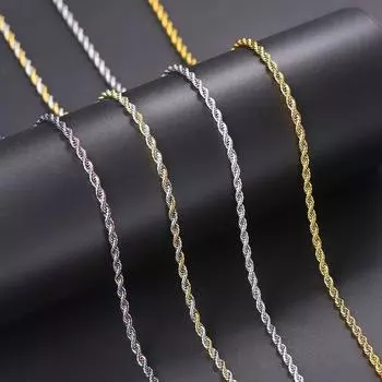 Европейское и американское мужское ожерелье из титановой стали с вакуумным покрытием, 3 мм, нержавеющая сталь, витая цепочка, хип-хоп, ожерелье в стиле хип-хоп 75cm