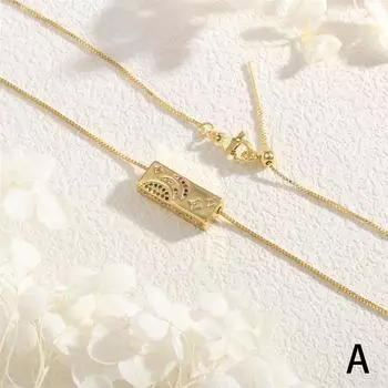 Европейское и американское ожерелье-чокер с радужной звездой и луной, цепочка для ключиц, прямоугольная подвеска с цирконом с четырех сторон, шейная цепочка