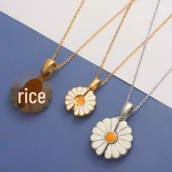 Европейское и американское ожерелье из титановой стали с маргаритками и подсолнухами - элегантная подвеска и цепочка для ключицы