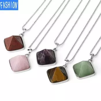 Европейское и американское ожерелье с натуральным бриллиантом, маленькое ожерелье с кристаллами пирамиды, простое фиолетовое женское ожерелье с подвеской в виде кристаллов white crystal