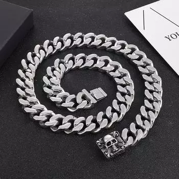 Европейское и американское персонализированное ретро мужское ожерелье с двухсторонней шлифовальной цепочкой и полировкой черепа, толстое ожерелье