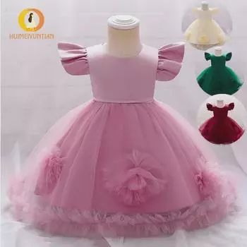 Европейское и американское платье для дня рождения принцессы с пышным сетчатым цветочным узором для игры на фортепиано