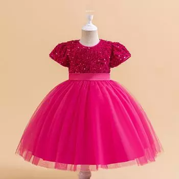 Европейское и американское платье принцессы из пайеток для девочек на день рождения или свадьбу 120 cm
