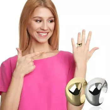 Европейское и американское преувеличенное обнаженное широкое кольцо с женским дизайнерским смыслом, персонализированное обнаженное регулируемое кольцо, позолоченные ювелирные изделия One Size серебряный