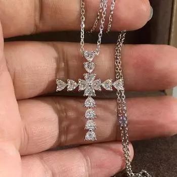 Европейское и американское простое милое и модное ожерелье с крестом, инкрустированным цирконием Love, на День святого Валентина Please consult customer service.