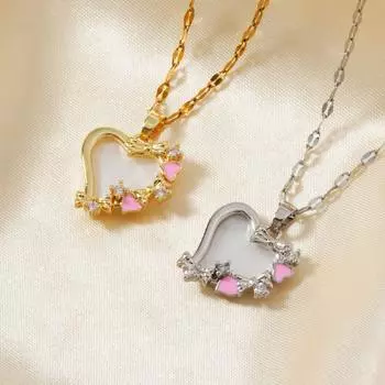 Европейское и американское простое нишевое ожерелье с персиковым сердцем и темпераментом золотой