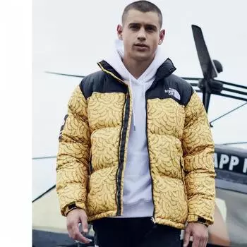 Европейское и американское простое осенне-зимнее мужское утолщенное хлопковое пальто с капюшоном и напечатанными буквами, повседневное универсальное хлопковое пальто большого размера для мужчин L