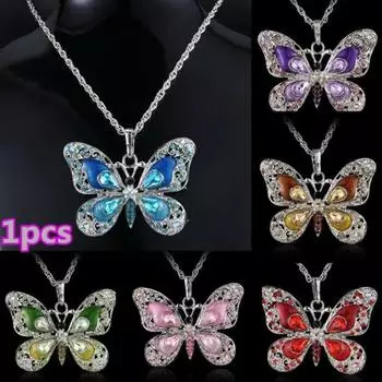 Европейское и американское ретро многоцветное ожерелье с бабочками женское модное ожерелье зелёный