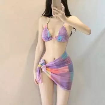 Европейское и американское сексуальное радужное бикини, трехсекционное бикини S