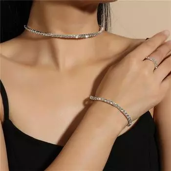 Европейское и американское супер великолепное бриллиантовое ожерелье свадебное ожерелье на ключицу 2 row серебряный