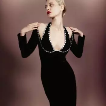 Европейское и американское трансграничное вечернее платье халтер с V-образным вырезом и бисером для женщин Small