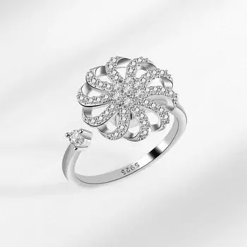 Европейское и американское вращающееся кольцо в форме ветряной мельницы, снежинки, вращающееся кольцо, поставка ювелирных изделий для рук, для женщин adjustable