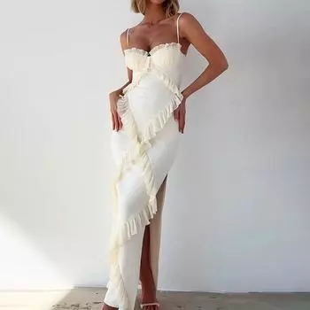 Европейское и американское женское комбинированное кружевное платье-комбинация - Лидер продаж, модный дизайн 24060238 Medium белый