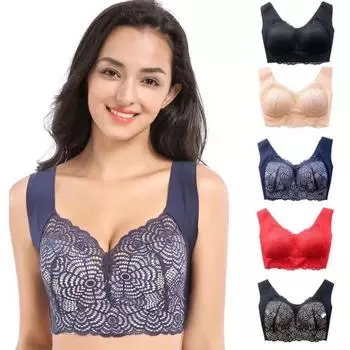 Европейское и американское женское нижнее белье больших размеров, бюстгальтер без косточек, сексуальное кружевное нижнее белье, собранный сверху бюстгальтер пуш-ап M