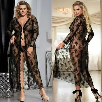 Европейское и американское женское нижнее белье прозрачная ночная рубашка кружевная сексуальная ночная рубашка S