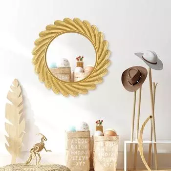 Европейское креативное фигурное подвесное зеркало для домашнего декора ванной комнаты Зеркало для настенного декора отеля 50x50x2.5cm чёрный