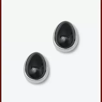 Европейское ретро ожерелье из черного агата в форме капли и черные овальные серьги-гвоздики для женщин