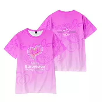 Евровидение 2025 Футболки женские и мужские с принтом, с круглым вырезом, свободные, с короткими рукавами, модная мужская одежда, уличная одежда XS