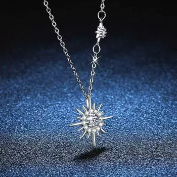 EWYA настоящий муассанит с бриллиантом и кулоном в форме гексаграммы, ожерелье для женщин и мужчин, 100% стерлингового серебра 925 пробы, солнечный цветок, вечерние изящные ювелирные изделия, подарок