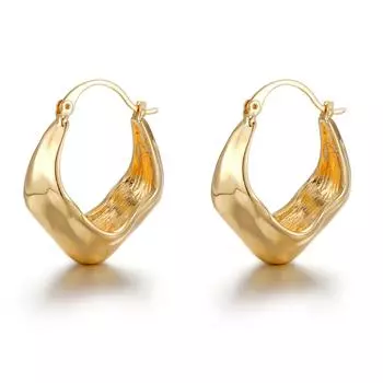 Exaggerated Gold Electroplated Irregular Fold Earrings - European & American Cold Style HE01579