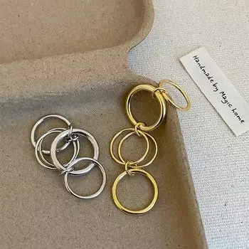 Преувеличенное переплетение нескольких кругов металлическое кольцо женское нишевое дизайн чувство индивидуальности мода темперамент тренд кольцо кольцо