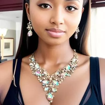 Преувеличенный легкий роскошный сплав ожерелье серьги комплект, модный темперамент красочный полный бриллиант длинное ожерелье для женщин