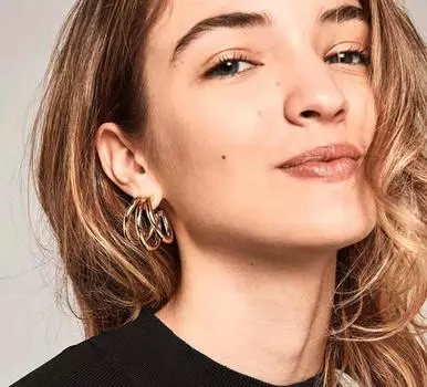 Exaggerated niche trendy fashion titanium steel plated 18K gold earrings trendy personalized multi-layer C-shaped earrings earrings